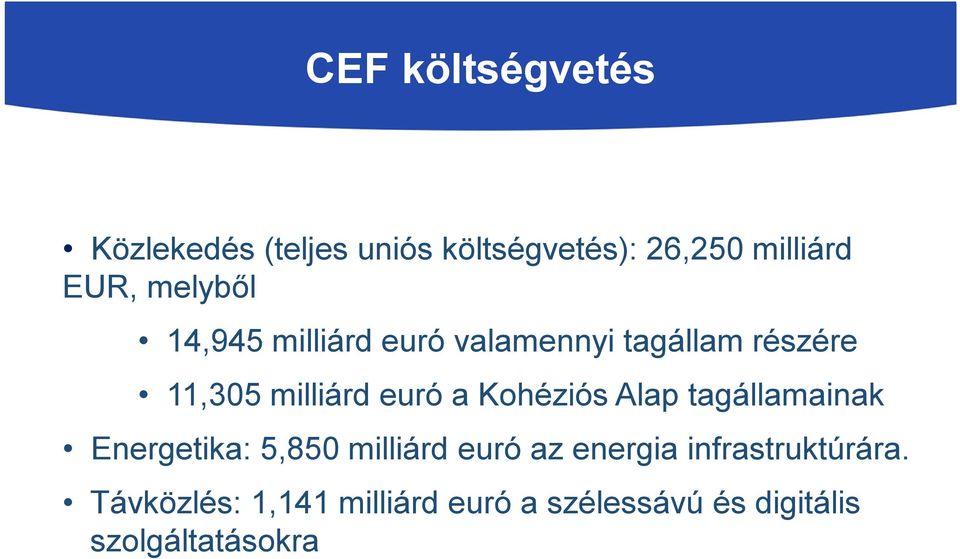 Kohéziós Alap tagállamainak Energetika: 5,850 milliárd euró az energia