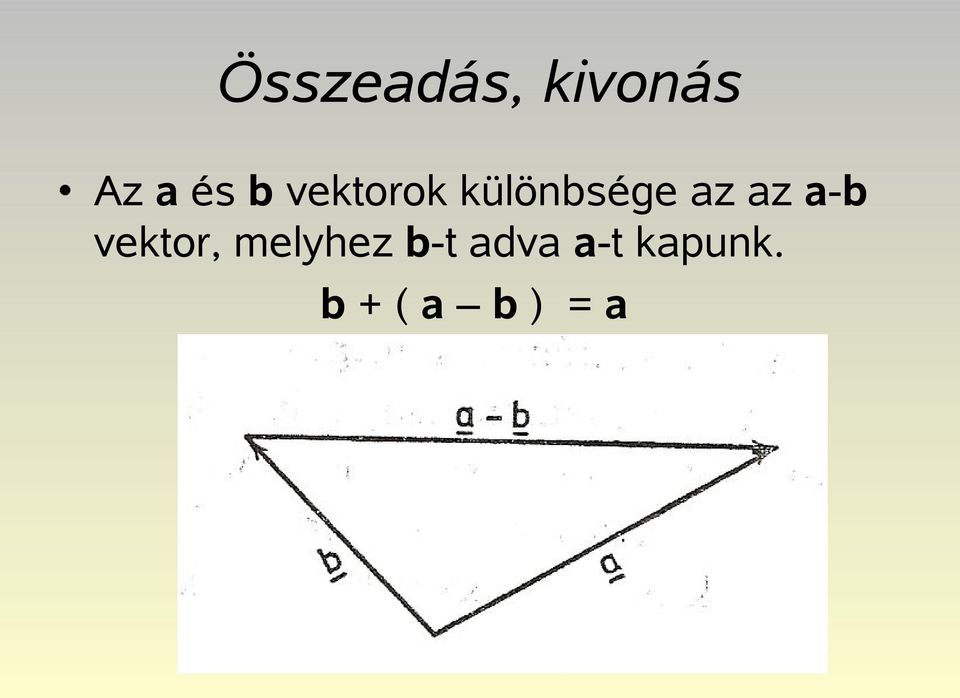 a-b vektor, melyhez b-t