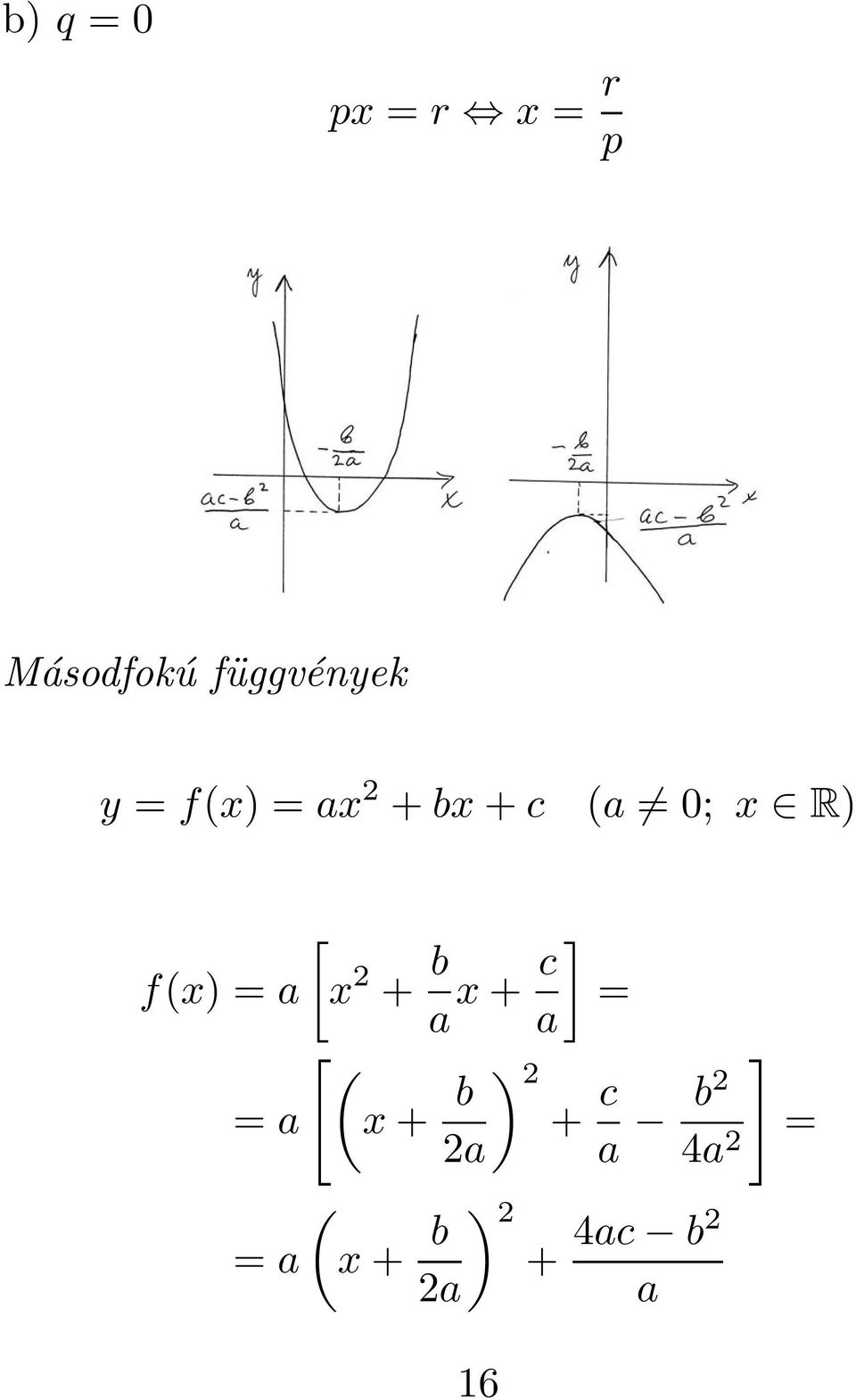 2 + b a x + c ] = a [ ( = a x + b 2a ( = a x