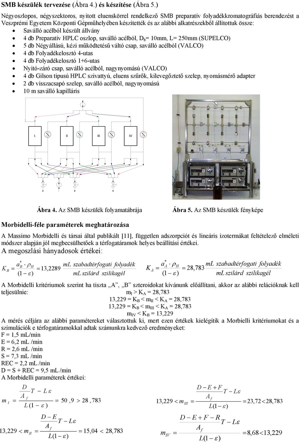 állítottuk össze: Saválló acélból készült állvány 4 db Preparatív HPLC oszlop, saválló acélból, D b = 10mm, L= 250mm (SUPELCO) 5 db Négyállású, kézi működtetésű váltó csap, saválló acélból (VLCO) 4