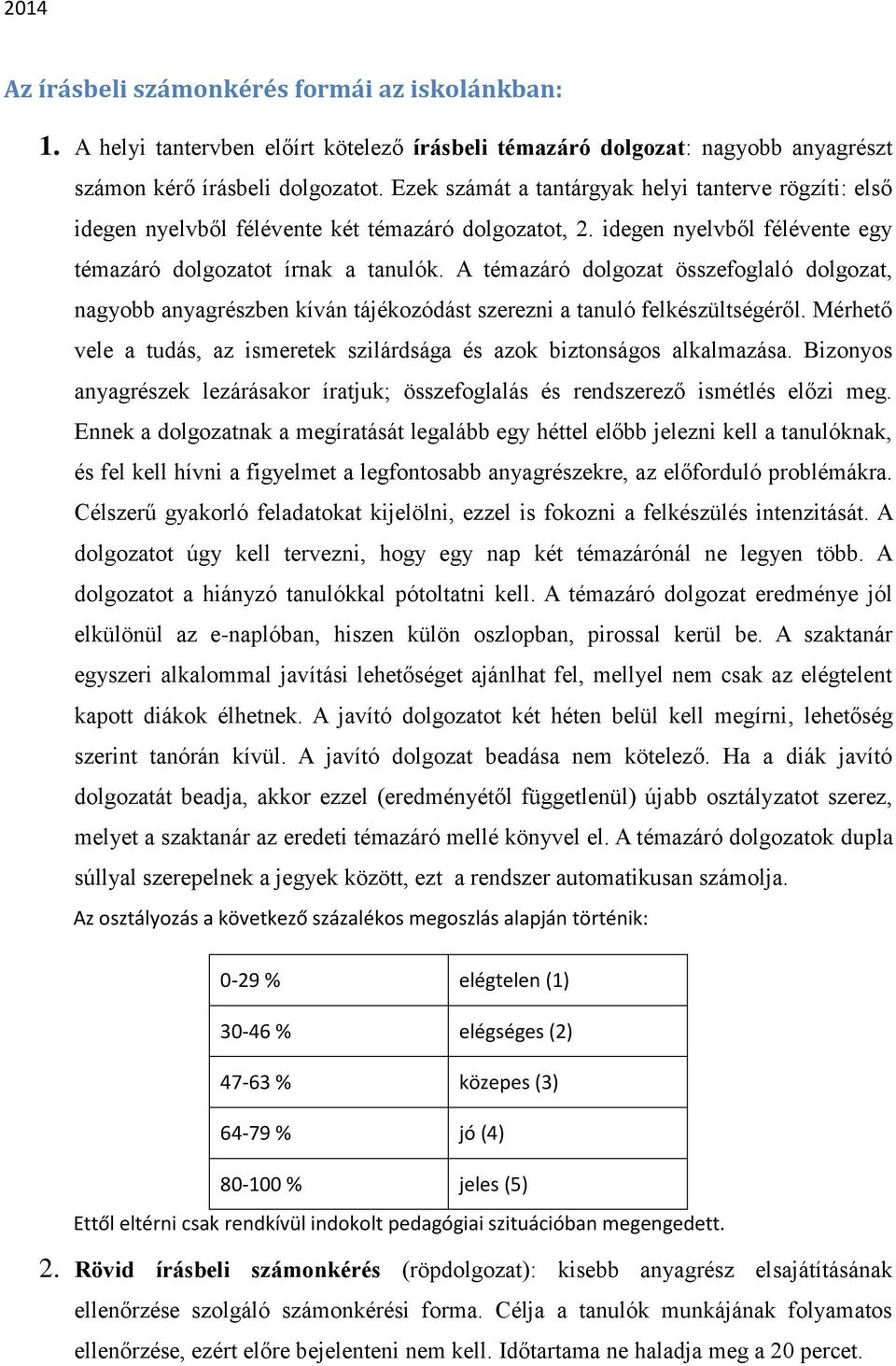 A témazáró dolgozat összefoglaló dolgozat, nagyobb anyagrészben kíván tájékozódást szerezni a tanuló felkészültségéről. Mérhető vele a tudás, az ismeretek szilárdsága és azok biztonságos alkalmazása.