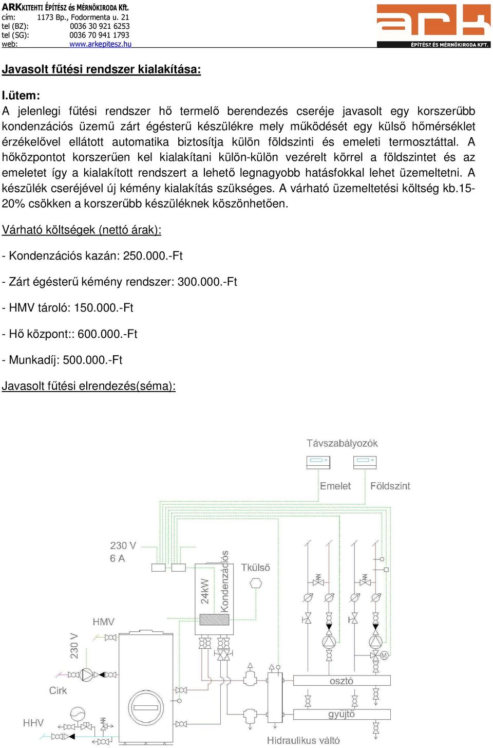 automatika biztosítja külön földszinti és emeleti termosztáttal.