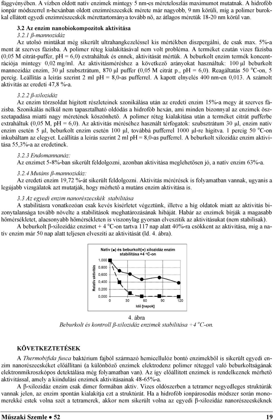 18-20 nm körül van. 3.2 Az enzim nanobiokompozitok aktivitása 3.2.1 β-mannozidáz Az utolsó mintákat még sikerült ultrahangkezeléssel kis mértékben diszpergálni, de csak max.