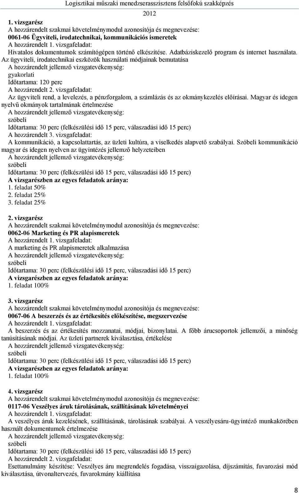 Az ügyviteli, irodatechnikai eszközök használati módjainak bemutatása A hozzárendelt jellemző vizsgatevékenység: gyakorlati Időtartama: 120 perc A hozzárendelt 2.