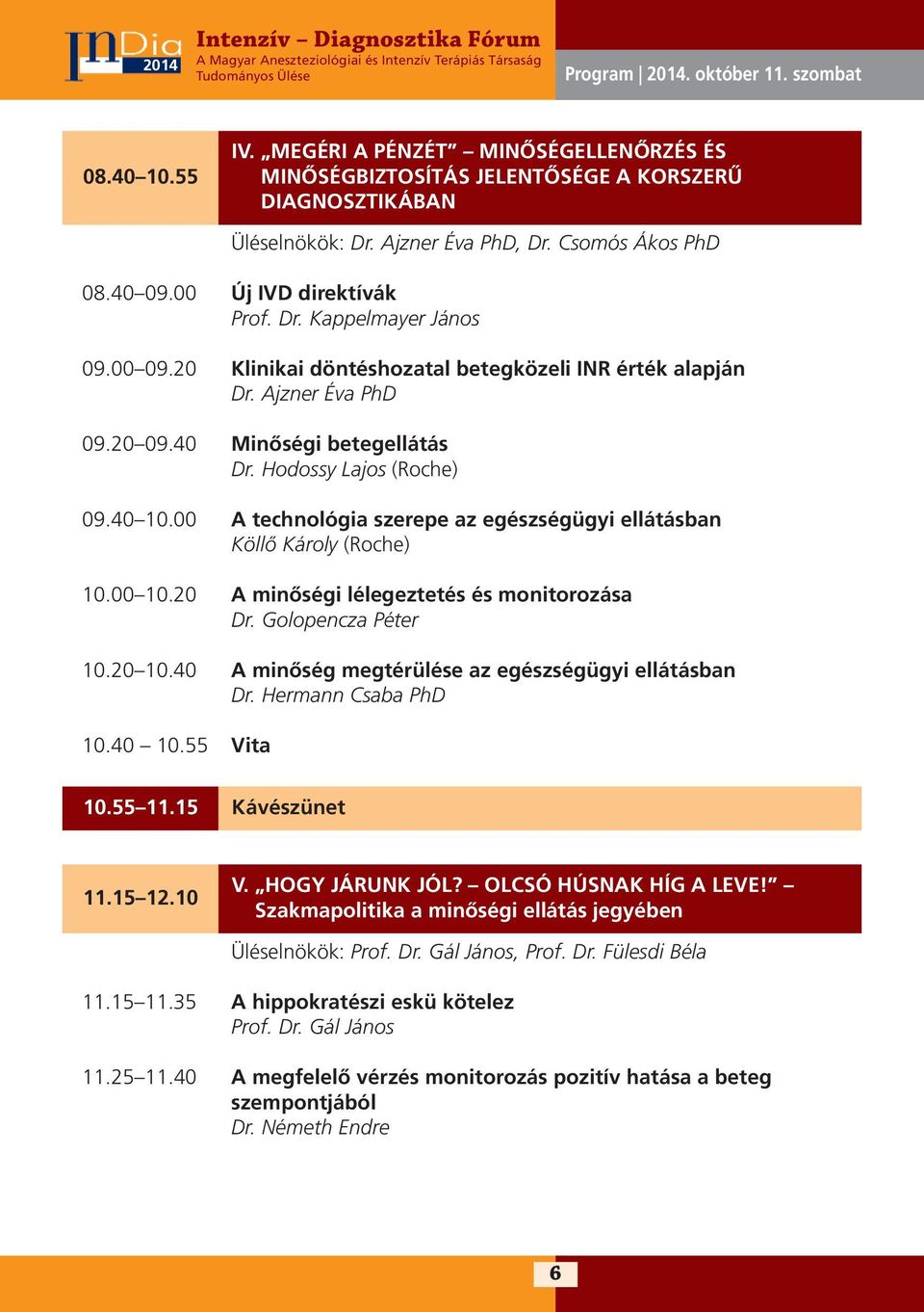 Hodossy Lajos (Roche) 09.40 10.00 A technológia szerepe az egészségügyi ellátásban Köllő Károly (Roche) 10.00 10.20 A minőségi lélegeztetés és monitorozása Dr. Golopencza Péter 10.20 10.