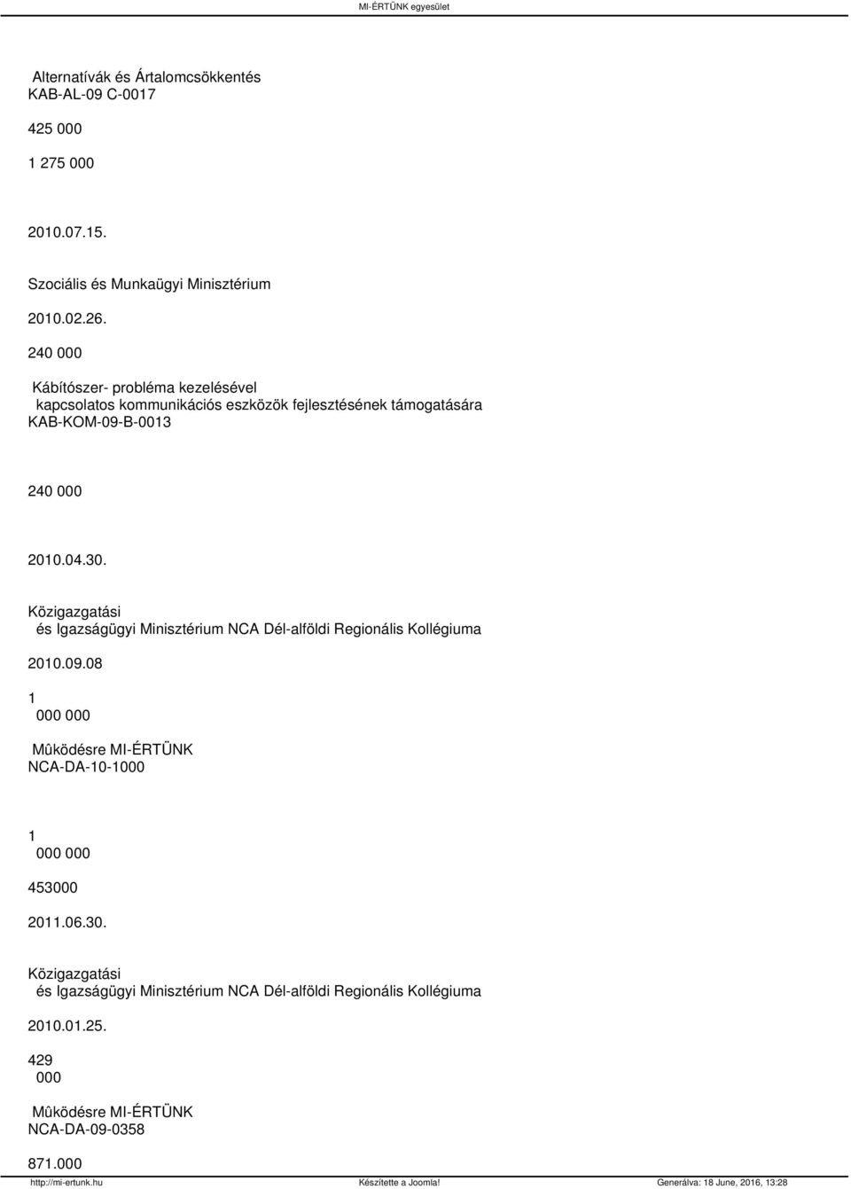 4 1.4.3. Közigazgatási és Igazságügyi Minisztérium NCA Dél-alföldi Regionális Kollégiuma 1.9.