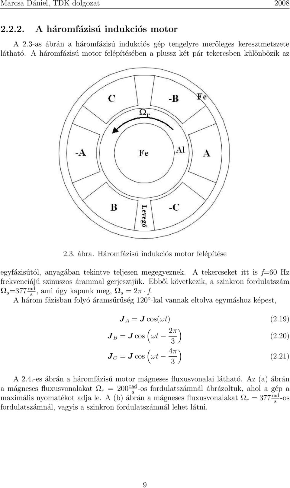 A tekercseket itt is f=60 Hz frekvenciájú szinuszos árammal gerjesztjük. Ebből következik, a szinkron fordulatszám Ω s =377 rad, ami úgy kapunk meg, Ω s s = 2π f.