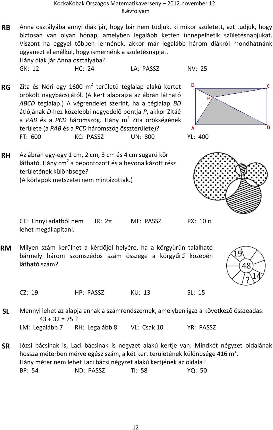 GK: 12 HC: 24 LA: PASSZ NV: 25 Zita és Nóri egy 1600 m 2 területű téglalap alakú kertet örökölt nagybácsijától. (A kert alaprajza az ábrán látható ABCD téglalap.