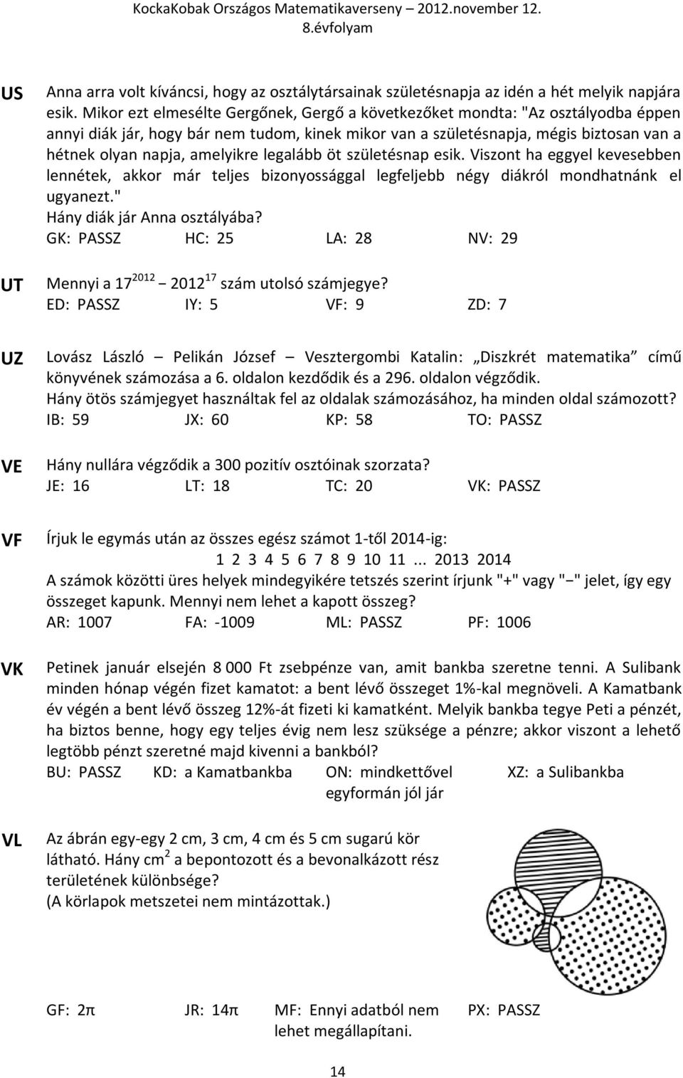 amelyikre legalább öt születésnap esik. Viszont ha eggyel kevesebben lennétek, akkor már teljes bizonyossággal legfeljebb négy diákról mondhatnánk el ugyanezt." Hány diák jár Anna osztályába?