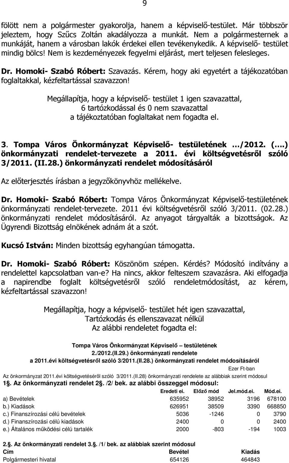 Homoki- Szabó Róbert: Szavazás. Kérem, hogy aki egyetért a tájékozatóban foglaltakkal, kézfeltartással szavazzon!