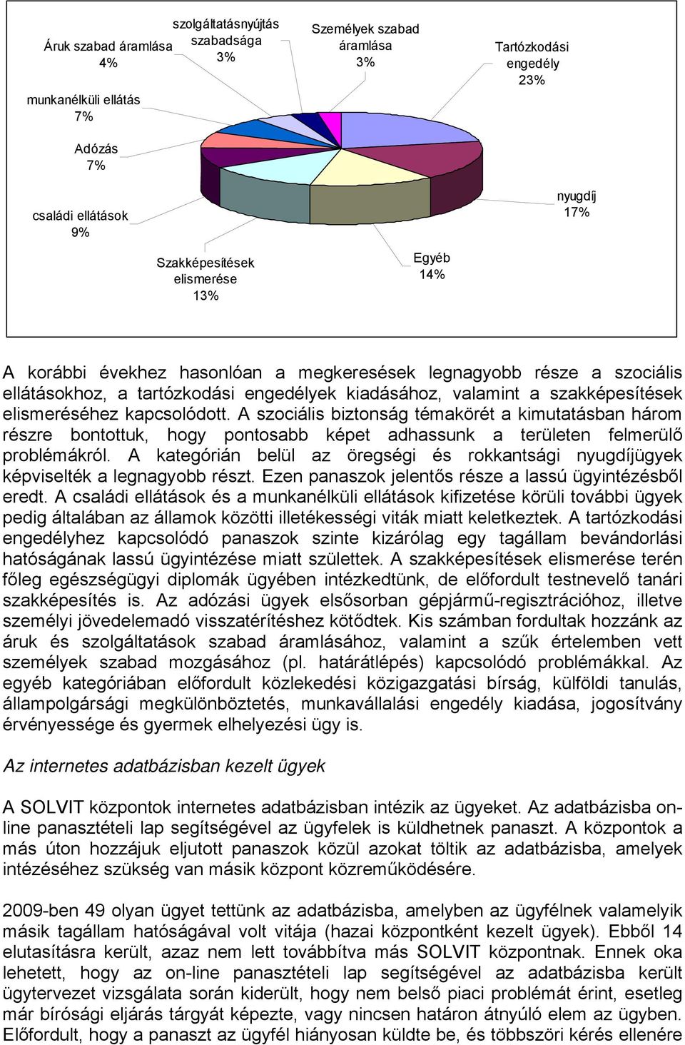 A szociális biztonság témakörét a kimutatásban három részre bontottuk, hogy pontosabb képet adhassunk a területen felmerülő problémákról.