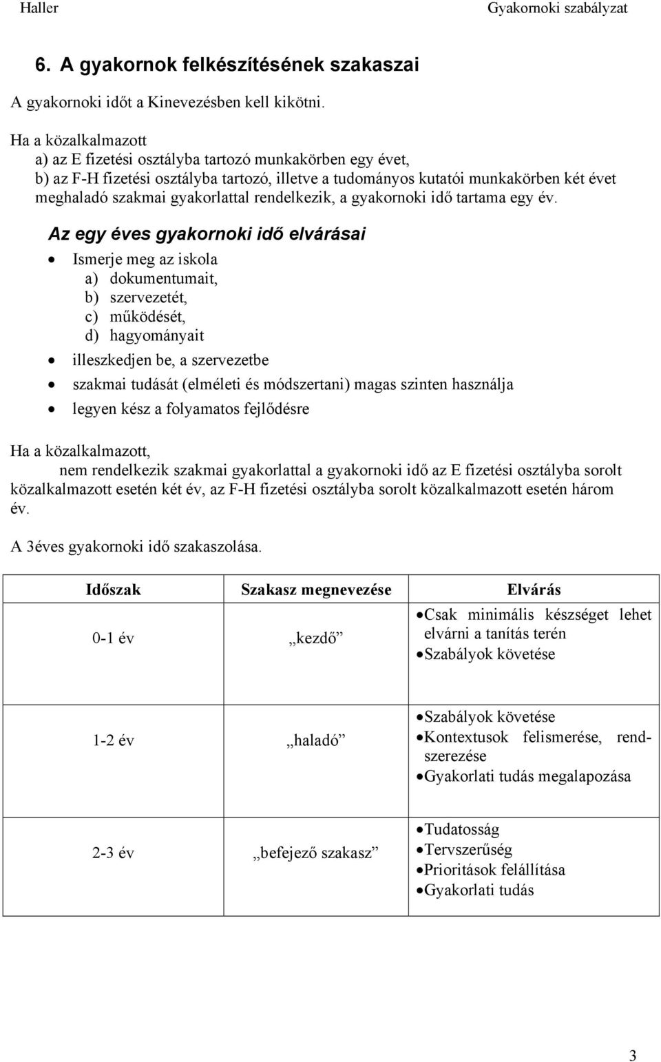 rendelkezik, a gyakornoki idő tartama egy év.