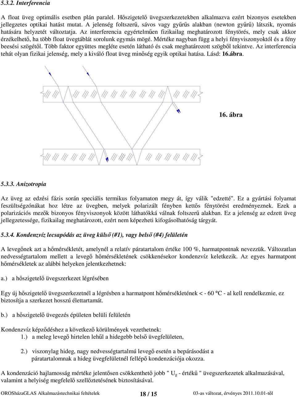 Az interferencia egyértelmen fizikailag meghatározott fénytörés, mely csak akkor érzékelhet, ha több float üvegtáblát sorolunk egymás mögé.