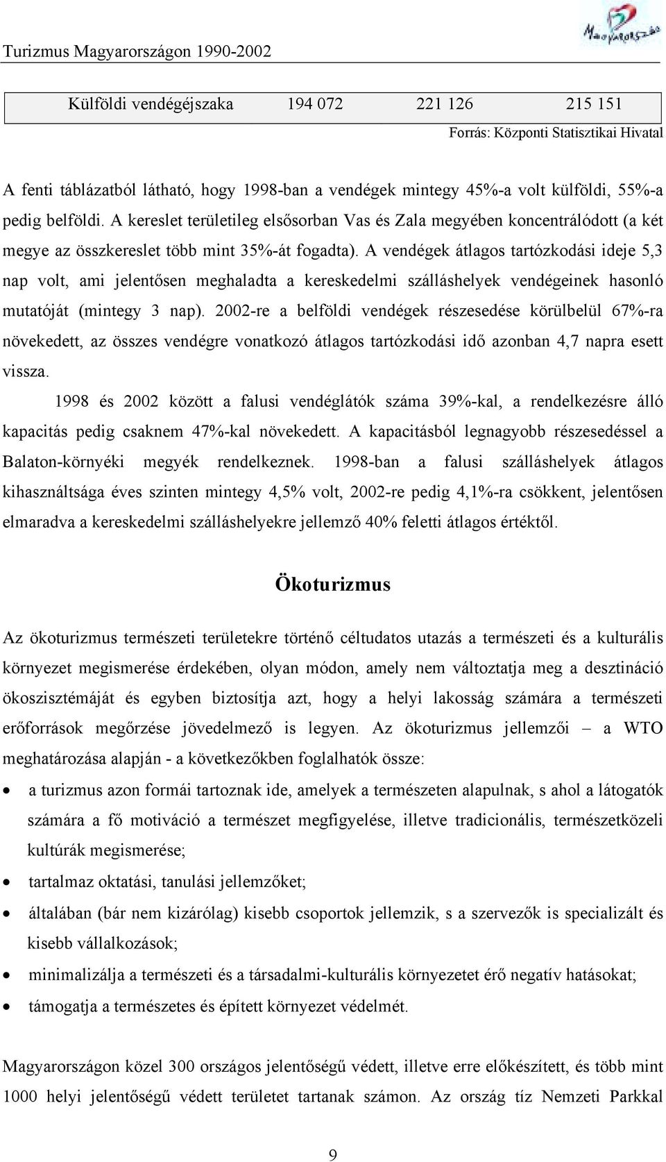 A vendégek átlagos tartózkodási ideje 5,3 nap volt, ami jelentősen meghaladta a kereskedelmi szálláshelyek vendégeinek hasonló mutatóját (mintegy 3 nap).