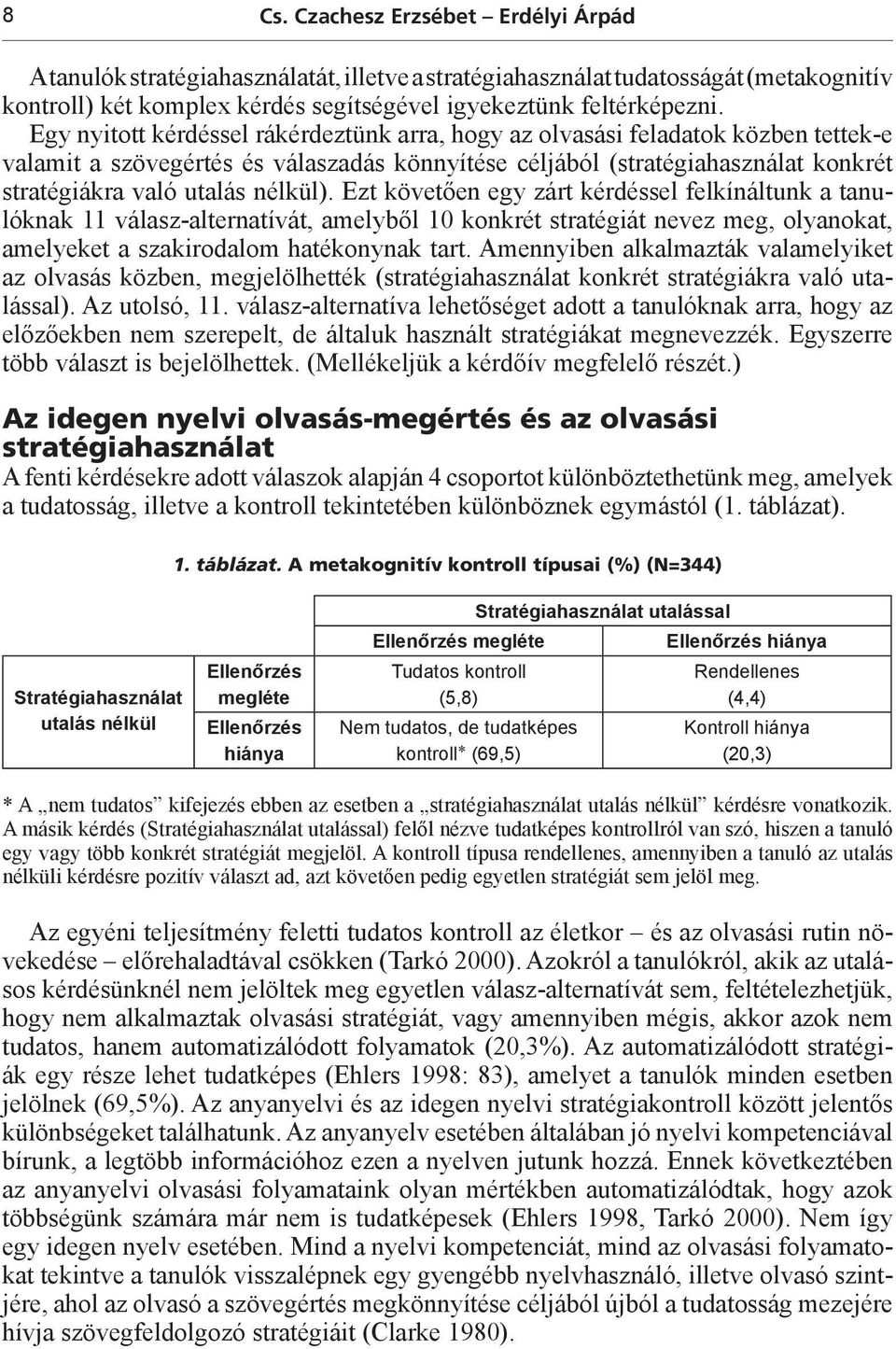 nélkül). Ezt követően egy zárt kérdéssel felkínáltunk a tanulóknak 11 válasz-alternatívát, amelyből 10 konkrét stratégiát nevez meg, olyanokat, amelyeket a szakirodalom hatékonynak tart.