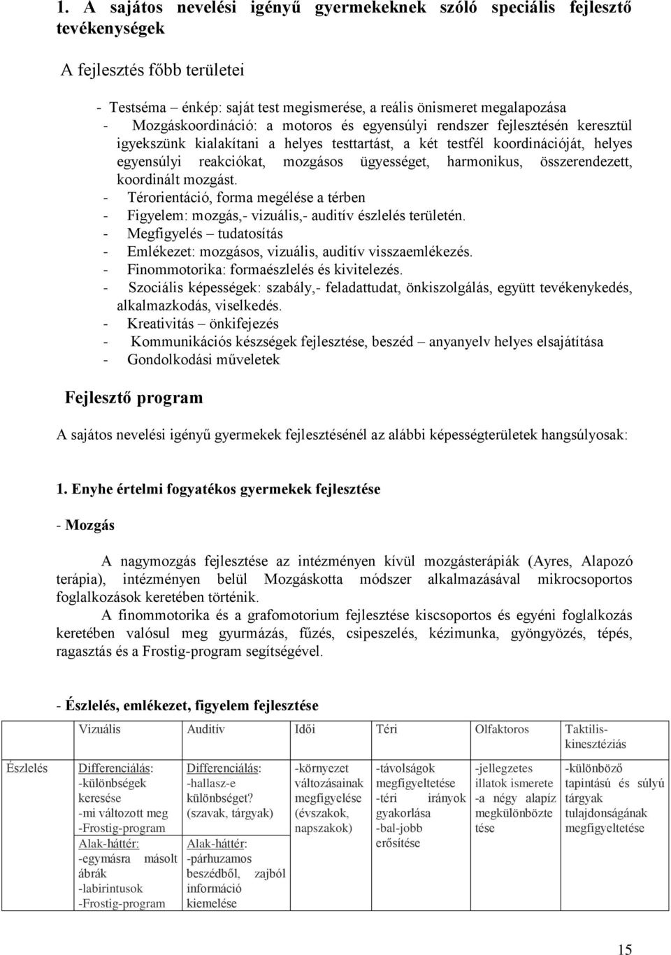 ügyességet, harmonikus, összerendezett, koordinált mozgást. - Térorientáció, forma megélése a térben - Figyelem: mozgás,- vizuális,- auditív észlelés területén.