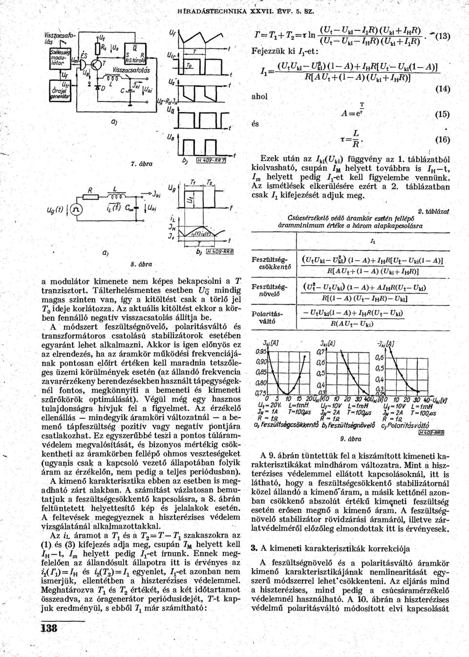 I H ] (14 7. ábra nn, és A=e r L ' (15 (16 Ezek után az I ki ( függvény az 1. táblázatból kiolvasható, csupán / M helyett továbbra is Í H t, I m helyett pedig J^-et kell figyelembe vennünk.