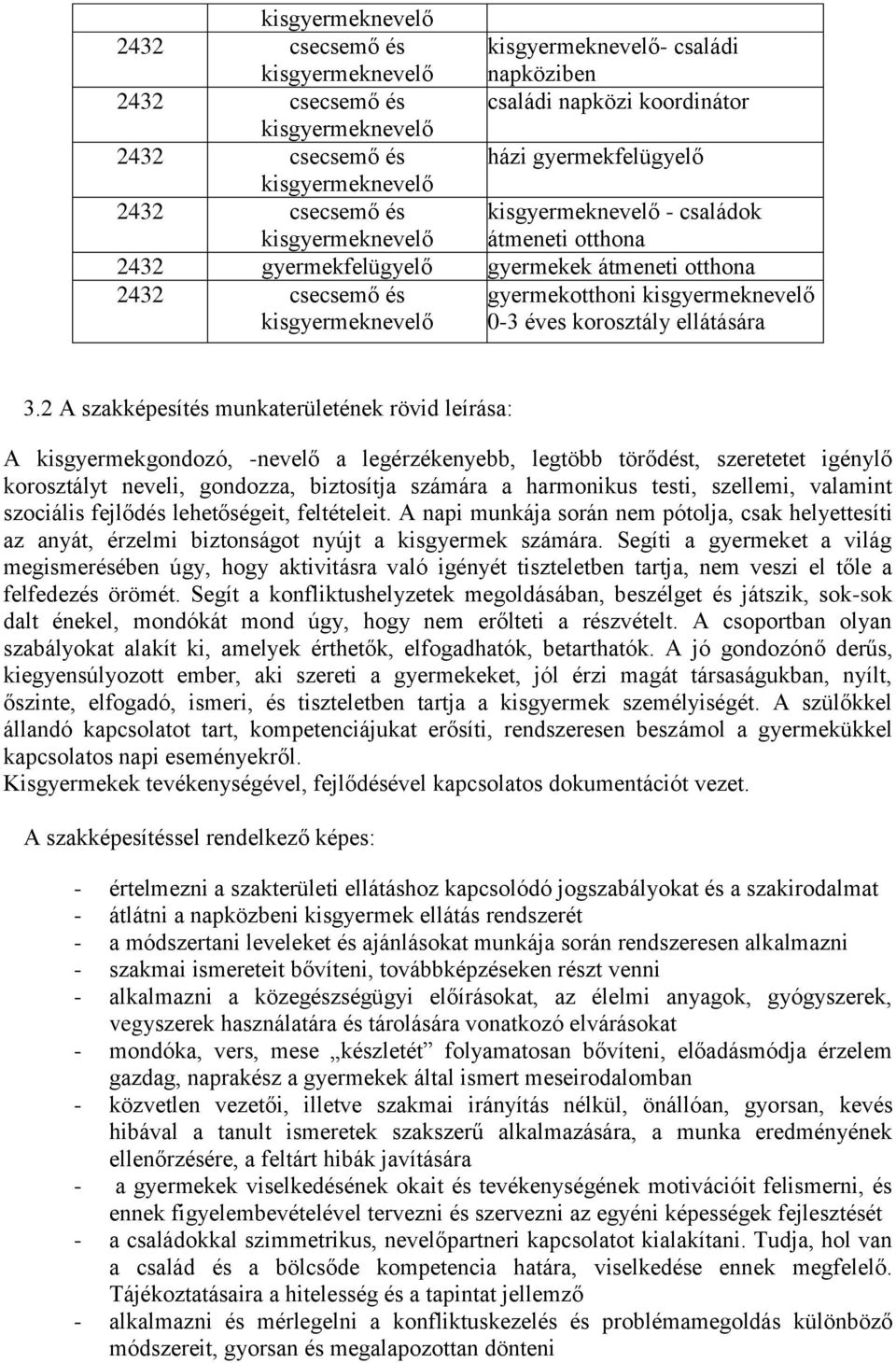 kisgyermeknevelő 0-3 éves korosztály ellátására 3.
