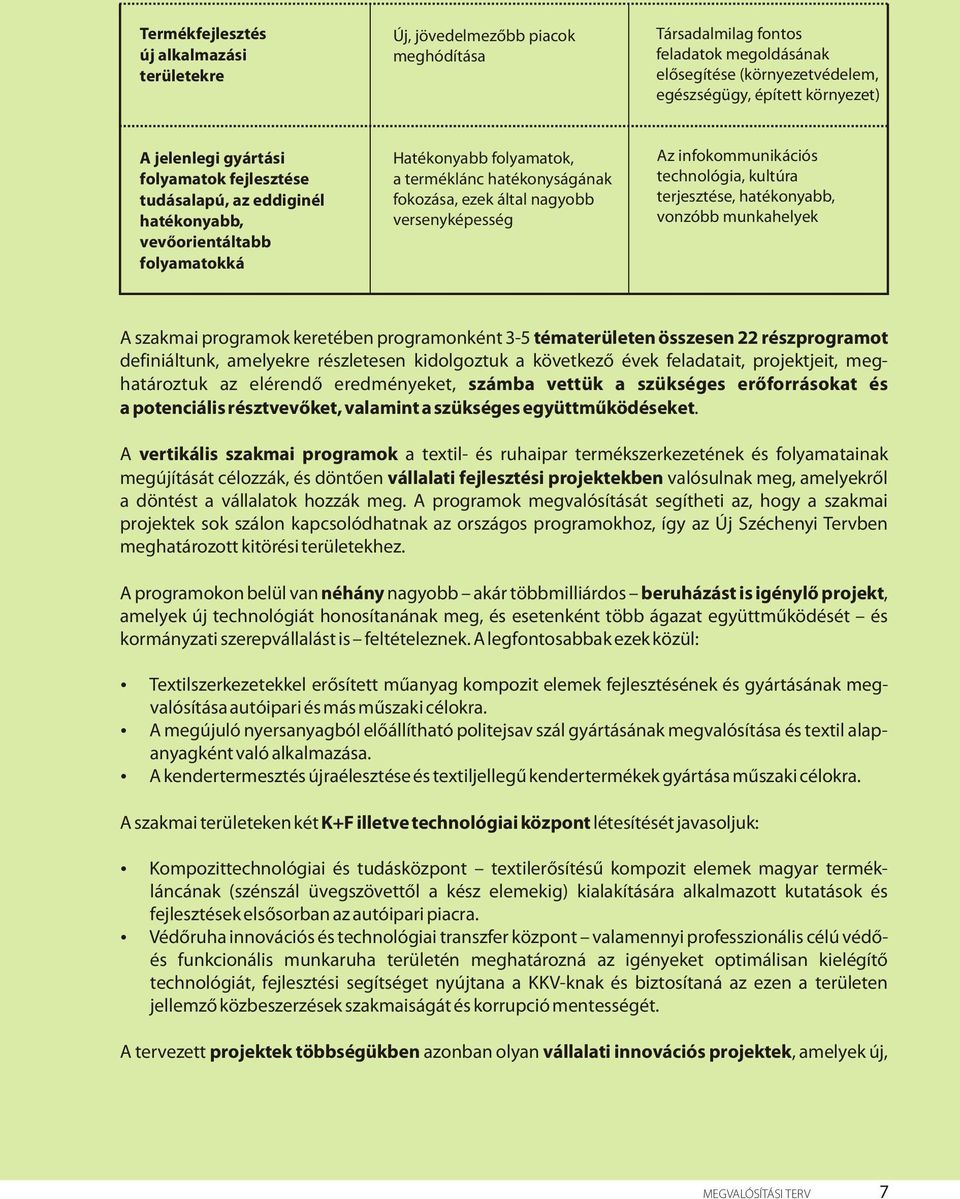 Az infokommunikációs technológia, kultúra terjesztése, hatékonyabb, vonzóbb munkahelyek A szakmai programok keretében programonként 3-5 tématerületen összesen 22 részprogramot definiáltunk, amelyekre