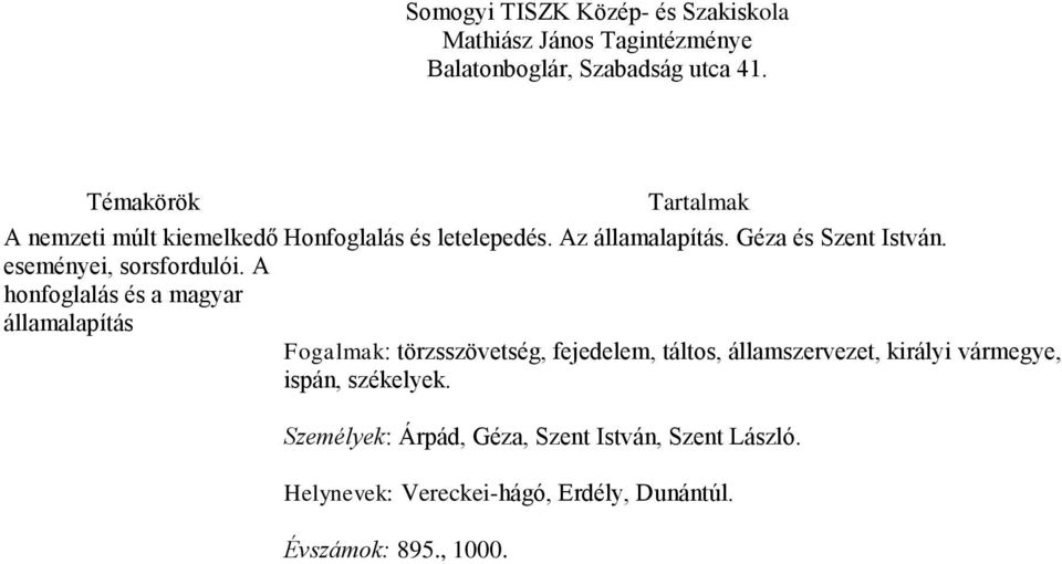 A honfoglalás és a magyar államalapítás Fogalmak: törzsszövetség, fejedelem, táltos,