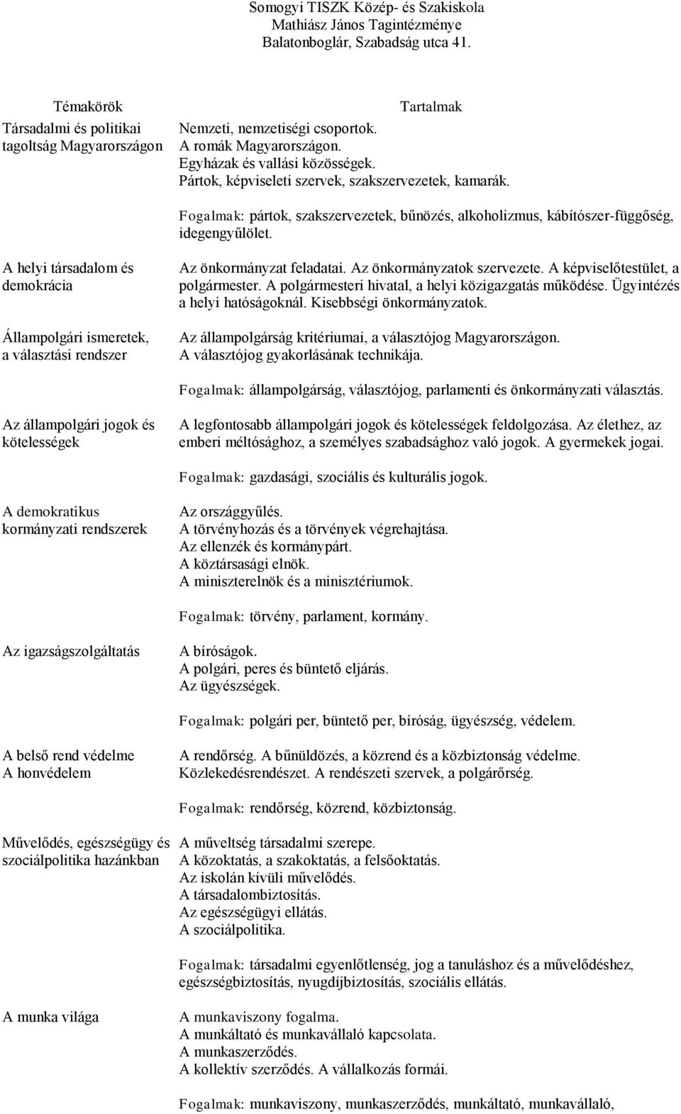 Az önkormányzatok szervezete. A képviselőtestület, a polgármester. A polgármesteri hivatal, a helyi közigazgatás működése. Ügyintézés a helyi hatóságoknál. Kisebbségi önkormányzatok.