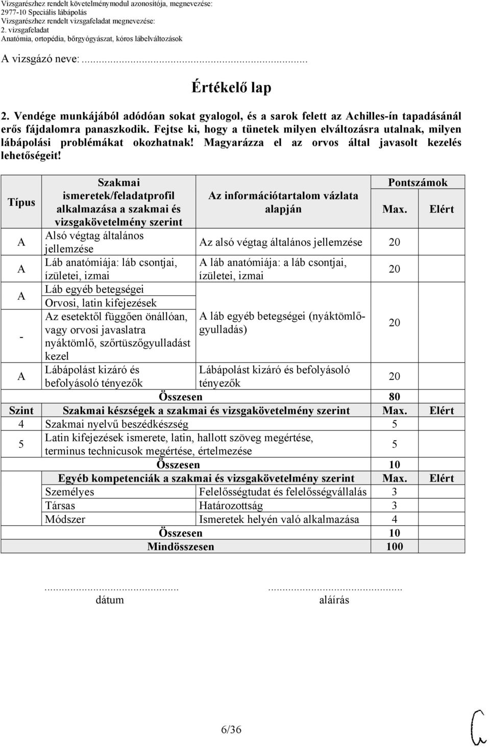 Fejtse ki, hogy a tünetek milyen elváltozásra utalnak, milyen lábápolási problémákat okozhatnak! Magyarázza el az orvos által javasolt kezelés lehetőségeit!