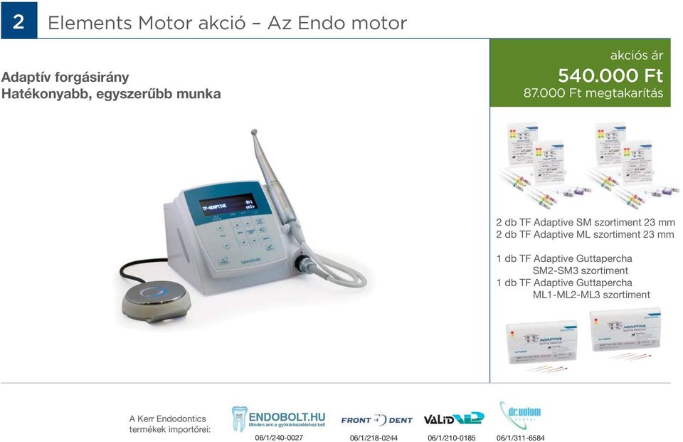 Adaptive Guttapercha SM2-SM3 szortiment 1 db TF Adaptive Guttapercha ML1-ML2-ML3 szortiment A Kerr