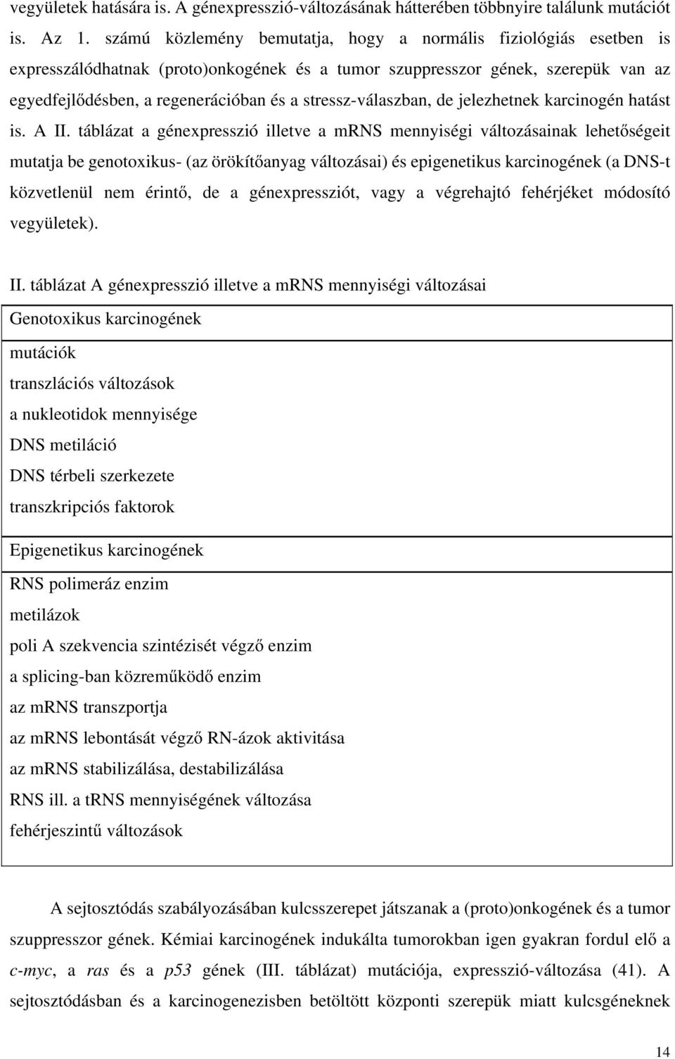 stressz-válaszban, de jelezhetnek karcinogén hatást is. A II.