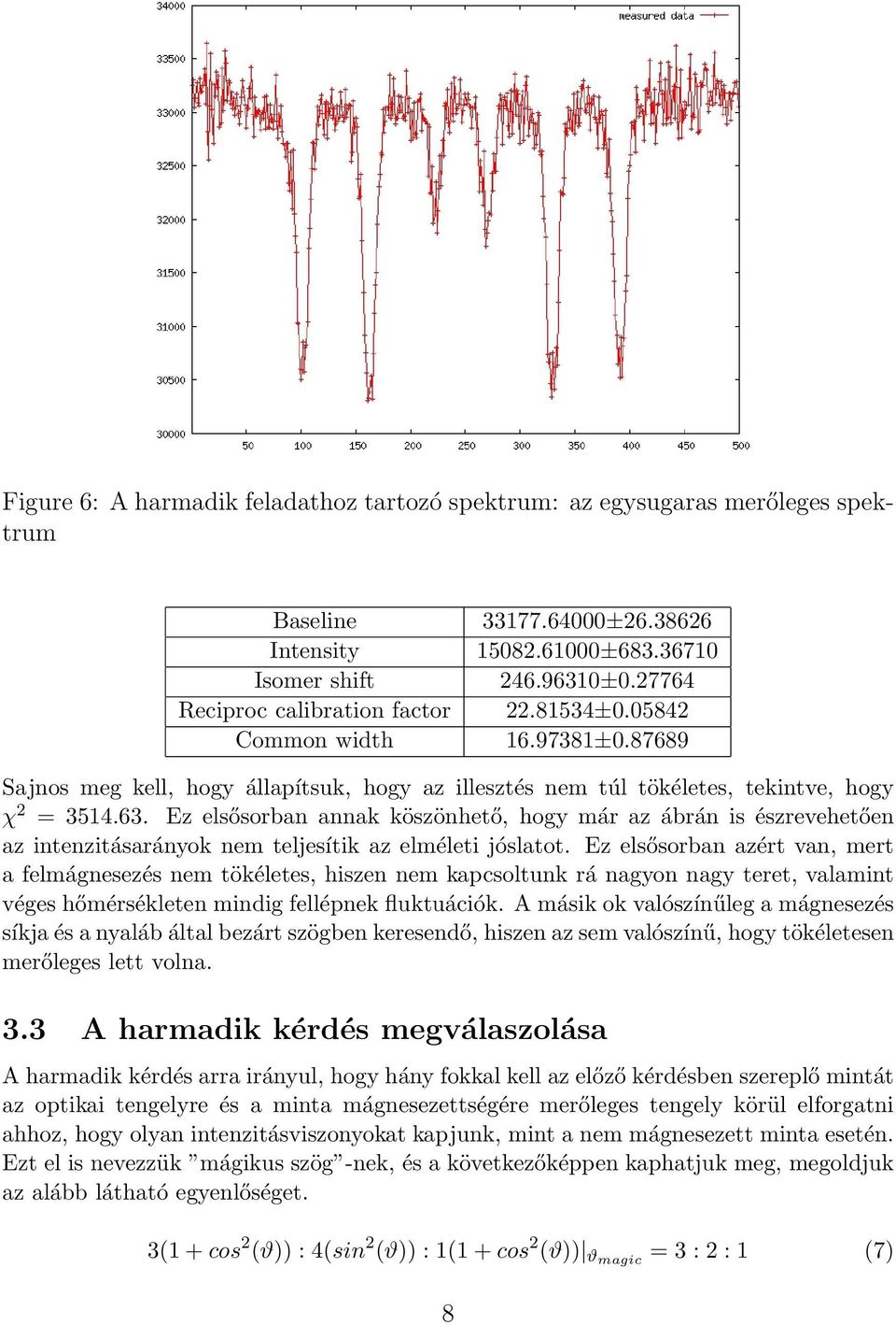 Ez elsősorban annak köszönhető, hogy már az ábrán is észrevehetően az intenzitásarányok nem teljesítik az elméleti jóslatot.