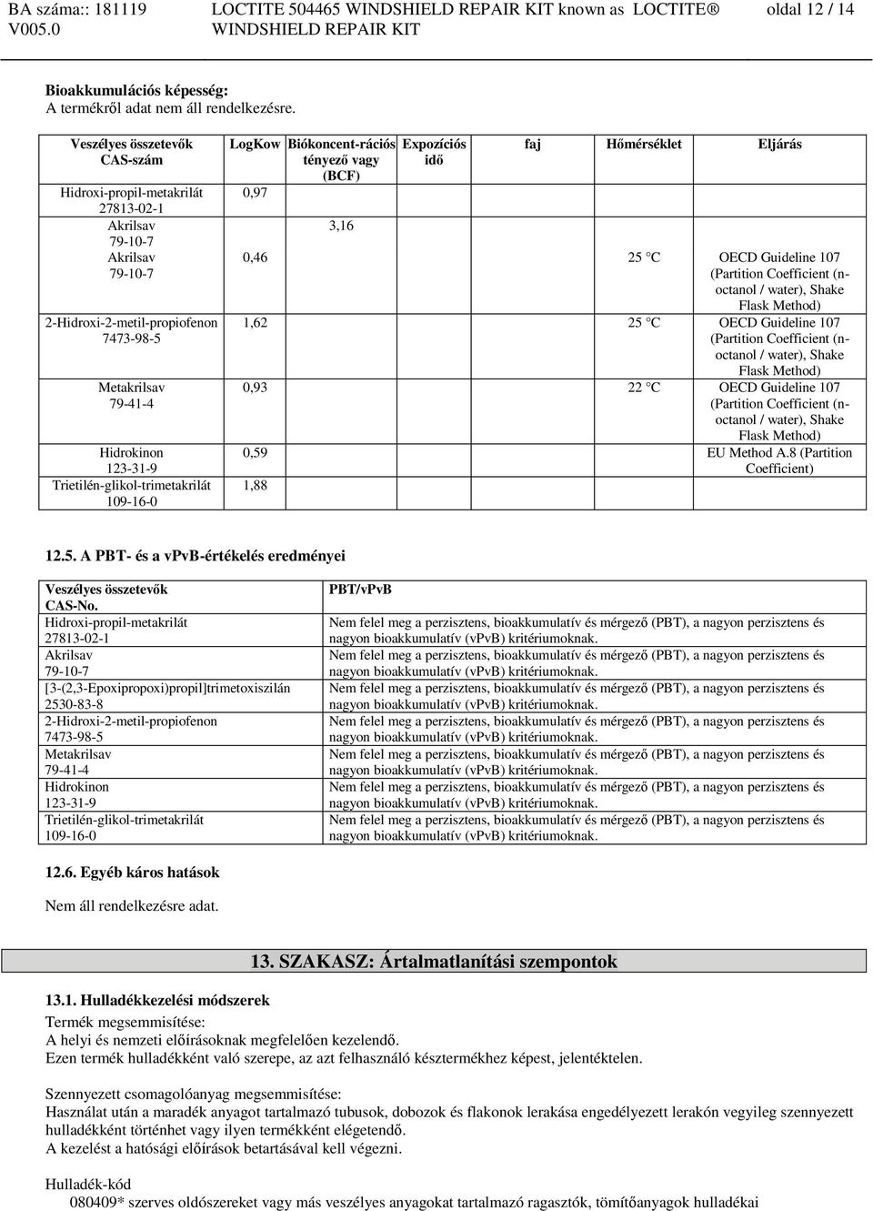 water), Shake Flask Method) 1,62 25 C OECD Guideline 107 (Partition Coefficient (noctanol / water), Shake Flask Method) 0,93 22 C OECD Guideline 107 (Partition Coefficient (noctanol / water), Shake