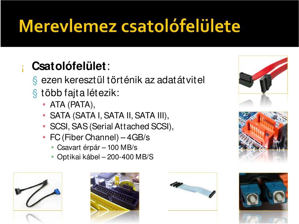 SATA III), SCSI, SAS (SerialAttachedSCSI), FC