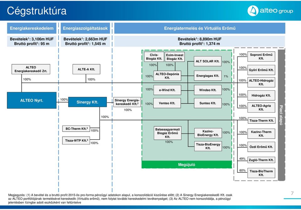 Győri Erőmű Kft. ALTEO-Hidrogáz Kft. ALTEO Nyrt. Sinergy Kft. Sinergy Energiakereskedő Kft. 2 e-wind Kft. Windeo Kft. Venteo Kft. Sunteo Kft. Hidrogáz Kft. ALTEO-Agria Kft. Tisza-Therm Kft.