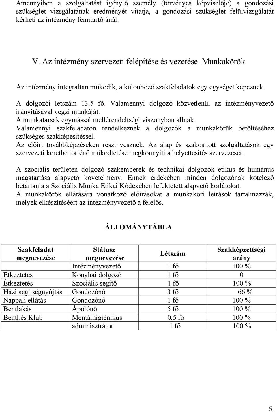 Valamennyi dolgozó közvetlenül az intézményvezető irányításával végzi munkáját. A munkatársak egymással mellérendeltségi viszonyban állnak.