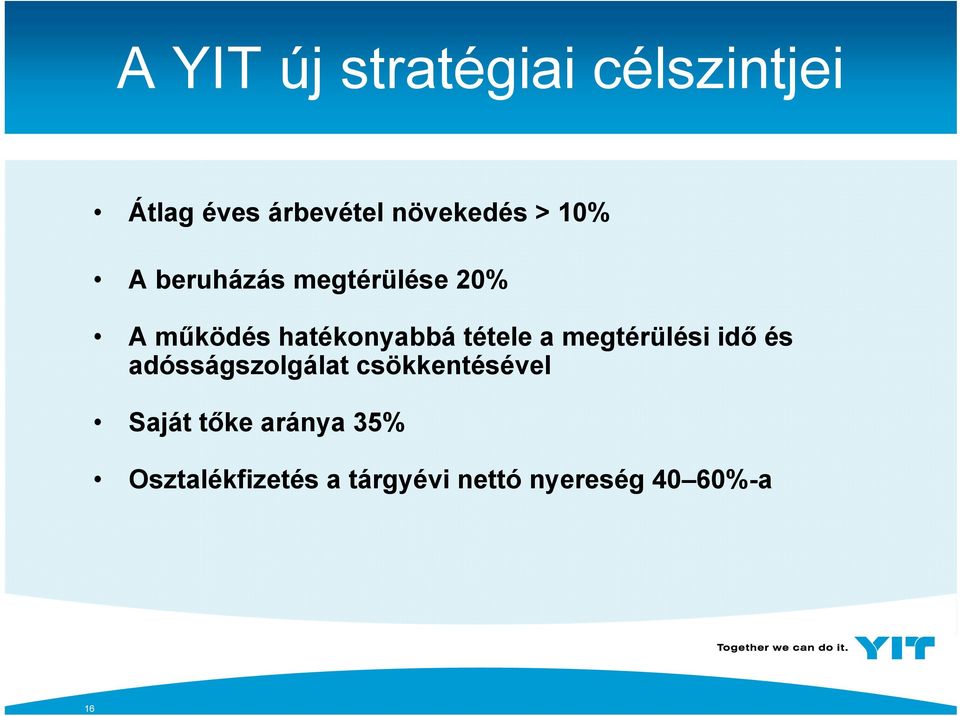 a megtérülési idő és adósságszolgálat csökkentésével Saját tőke