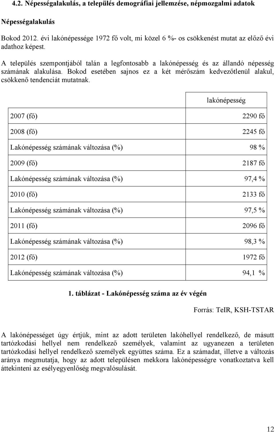 Bokod esetében sajnos ez a két mérőszám kedvezőtlenül alakul, csökkenő tendenciát mutatnak.