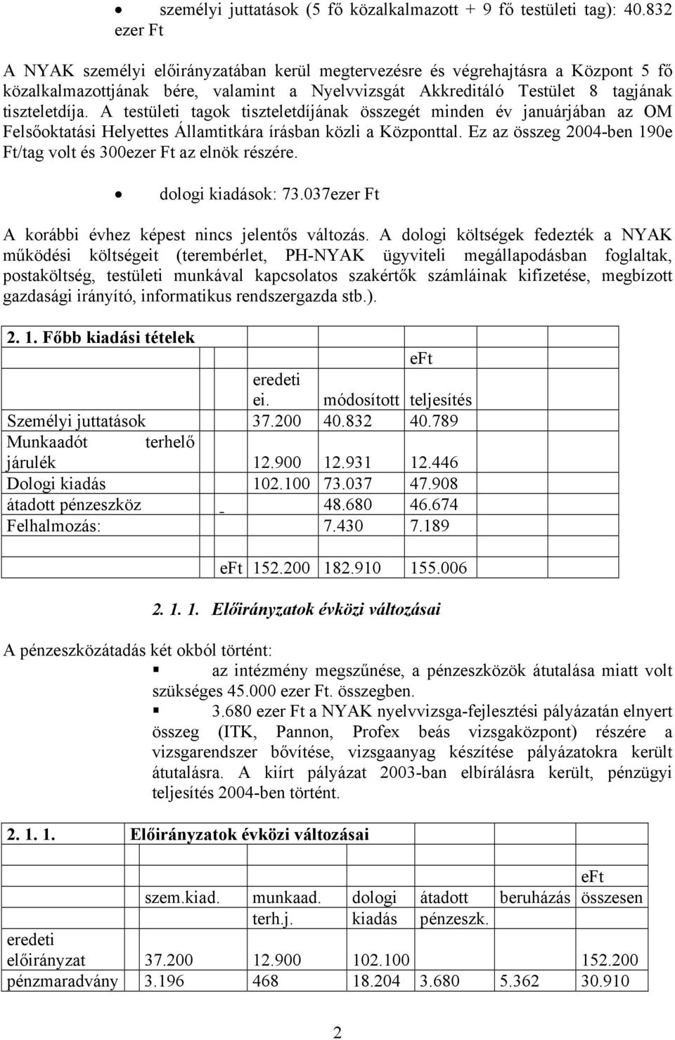 A testületi tagok tiszteletdíjának összegét minden év januárjában az OM Felsőoktatási Helyettes Államtitkára írásban közli a Központtal.