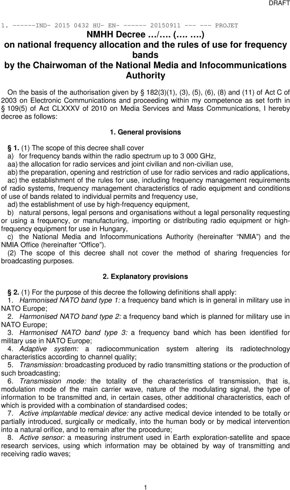 82(3)(), (3), (5), (6), (8) and () of Act C of 2003 on Electronic Communications and proceeding within my competence as set forth in 09(5) of Act CLXXXV of 200 on Media Services and Mass