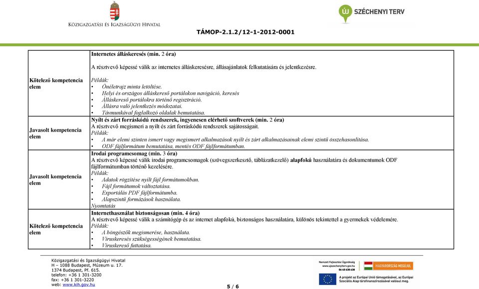 Állásra való jelentkezés módozatai. Távmunkával foglalkozó oldalak bemutatása. Nyílt és zárt forráskódú rendszerek, ingyenesen elérhető szoftverek (min.