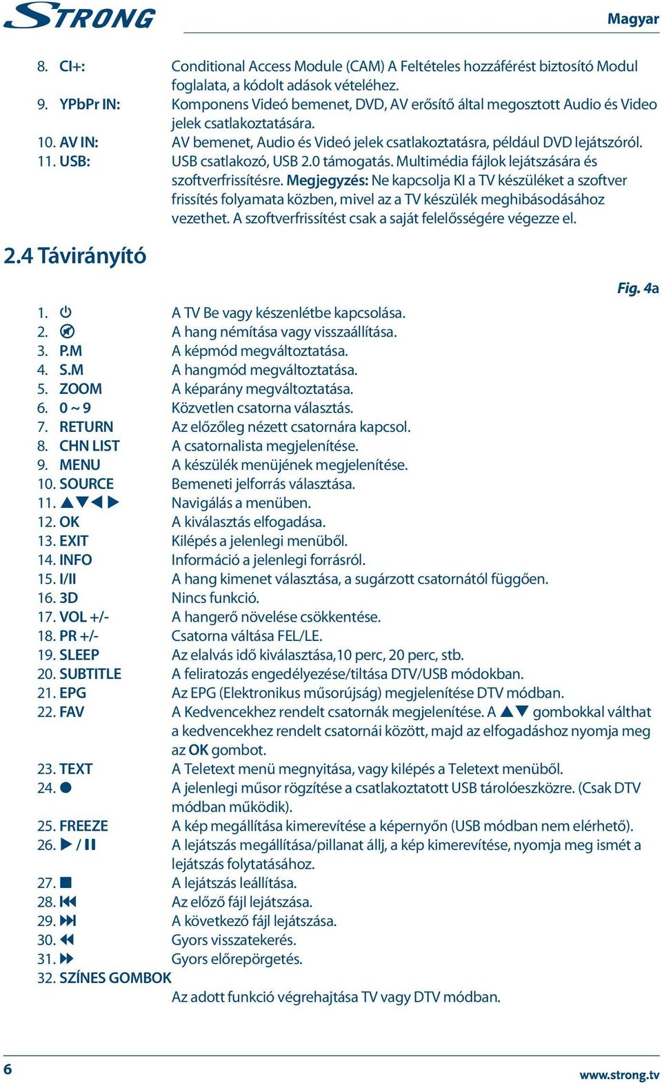 USB: USB csatlakozó, USB 2.0 támogatás. Multimédia fájlok lejátszására és szoftverfrissítésre.