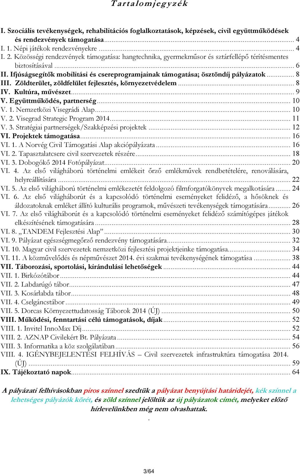 .. 8 III. Zöldterület, zöldfelület fejlesztés, környezetvédelem... 8 IV. Kultúra, művészet... 9 V. Együttműködés, partnerség... 10 V. 1. Nemzetközi Visegrádi Alap... 10 V. 2.