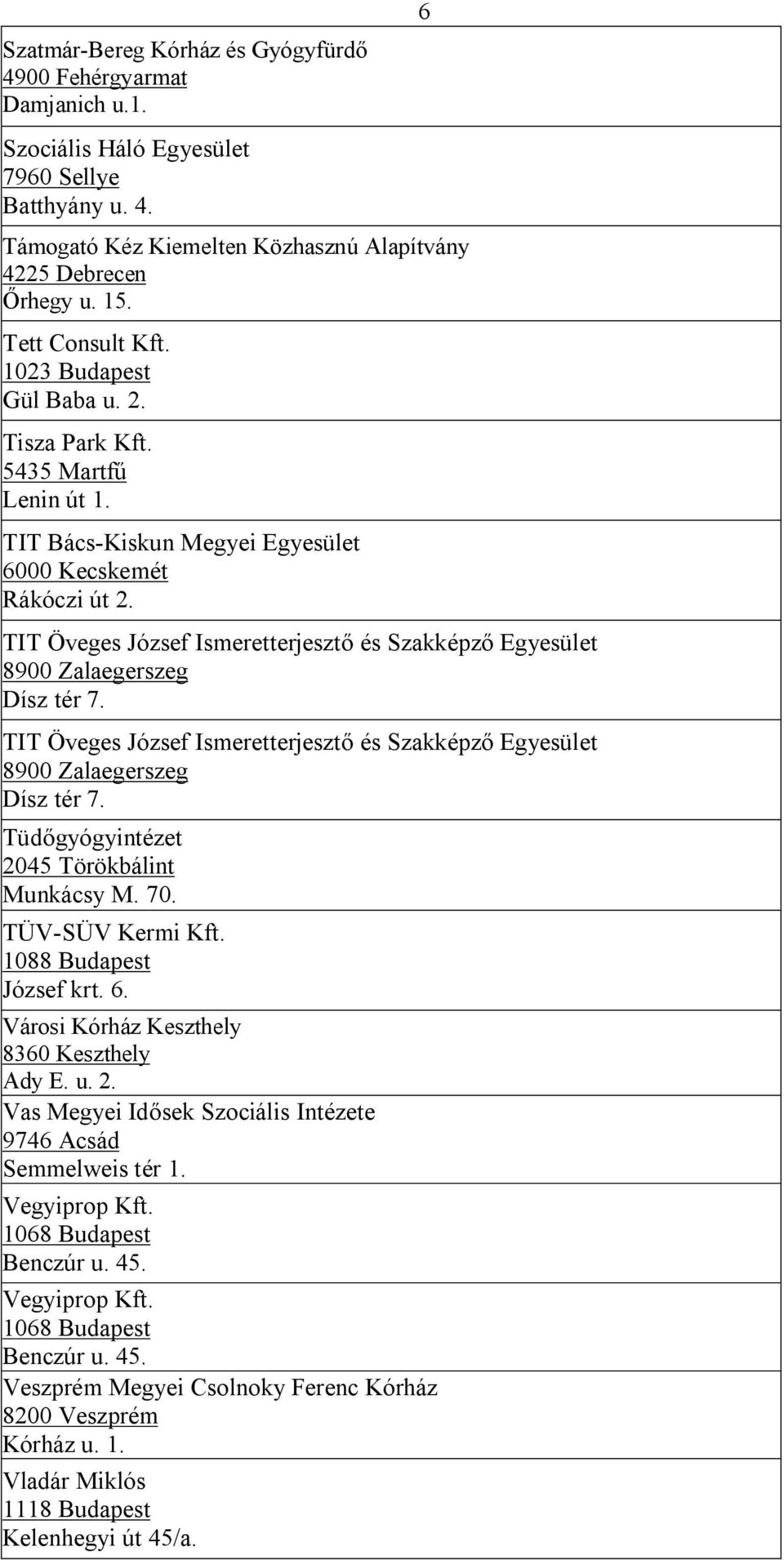 TIT Öveges József Ismeretterjesztő és Szakképző Egyesület Dísz tér 7. TIT Öveges József Ismeretterjesztő és Szakképző Egyesület Dísz tér 7. Tüdőgyógyintézet 2045 Törökbálint Munkácsy M. 70.