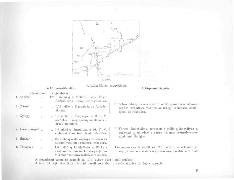 0,9 millió qkesk. vágányu vili.-táró és külszíni vasúton a szabolcsi rakodóra, v A központosítás.