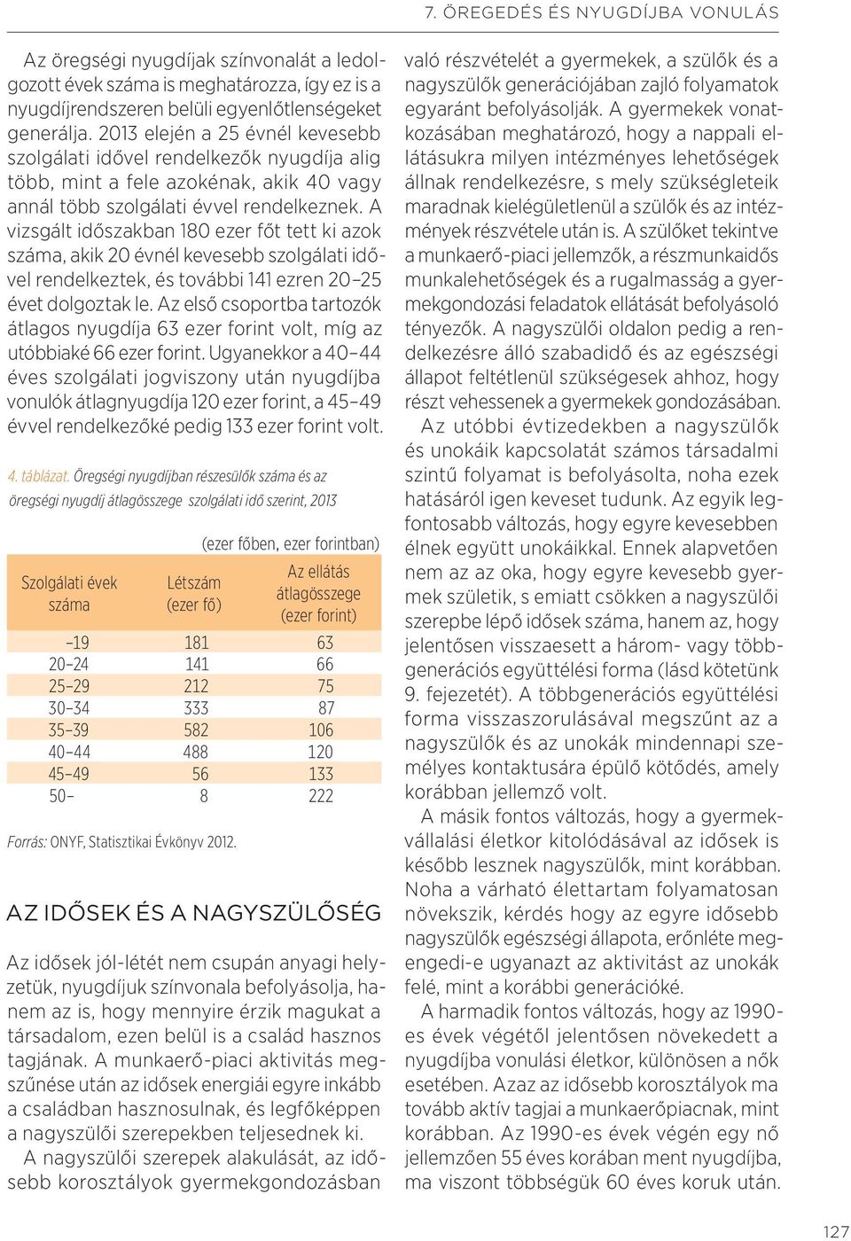 A vizsgált időszakban 18 ezer főt tett ki azok száma, akik 2 évnél kevesebb szolgálati idővel rendelkeztek, és további 141 ezren 2 25 évet dolgoztak le.