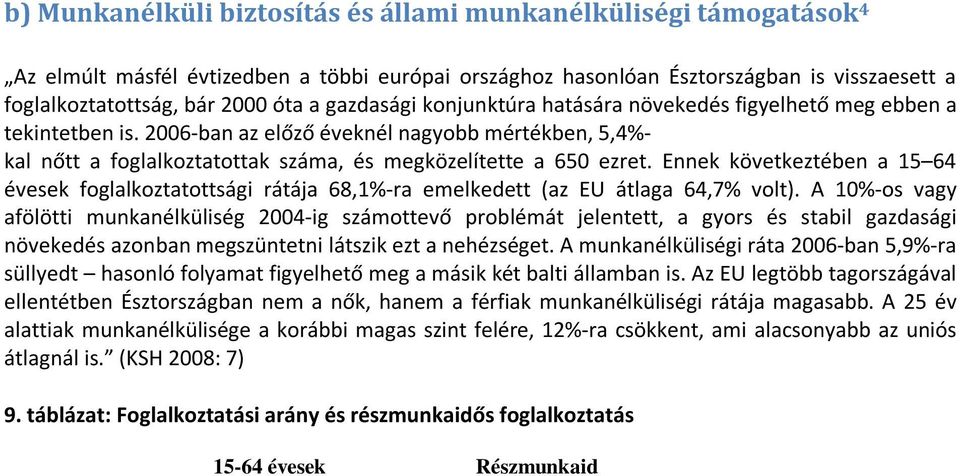 Ennek következtében a 15 64 évesek foglalkoztatottsági rátája 68,1%-ra emelkedett (az EU átlaga 64,7% volt).