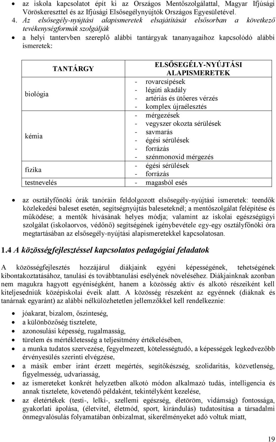 ELSŐSEGÉLY-NYÚJTÁSI TANTÁRGY ALAPISMERETEK - rovarcsípések - légúti akadály biológia - artériás és ütőeres vérzés - komplex újraélesztés - mérgezések - vegyszer okozta sérülések - savmarás kémia -