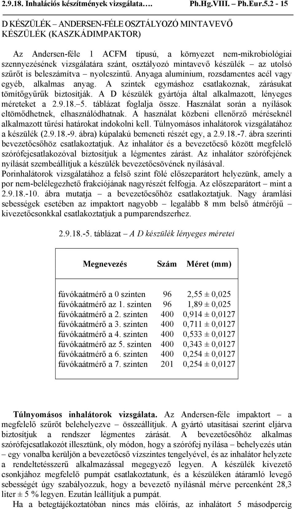 készülék az utolsó szűrőt is beleszámítva nyolcszintű. Anyaga alumínium, rozsdamentes acél vagy egyéb, alkalmas anyag. A szintek egymáshoz csatlakoznak, zárásukat tömítőgyűrűk biztosítják.