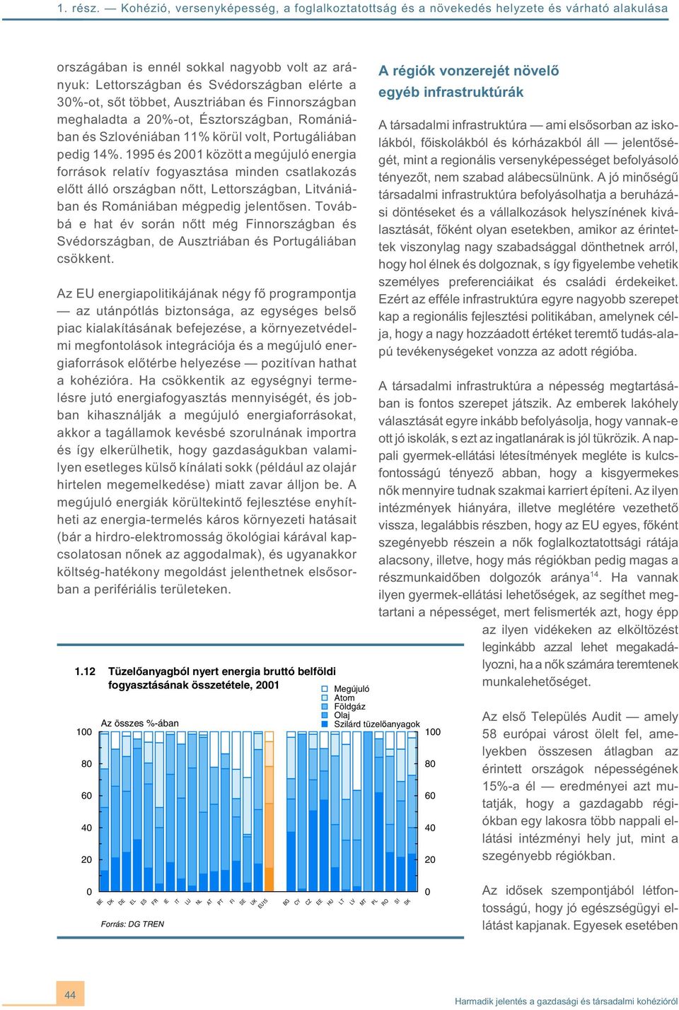 1995 és 2001 között a megújuló energia források relatív fogyasztása minden csatlakozás elõtt álló országban nõtt, Lettországban, Litvániában és Romániában mégpedig jelentõsen.