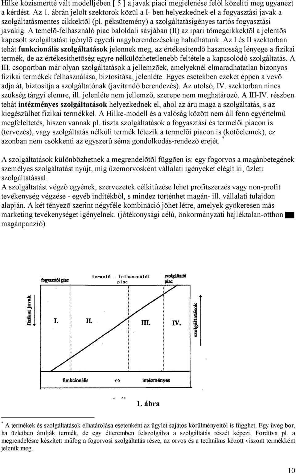 A temelõ-felhasználó piac baloldali sávjában (II) az ipari tömegcikkektõl a jelentõs kapcsolt szolgáltatást igénylõ egyedi nagyberendezésekig haladhatunk.