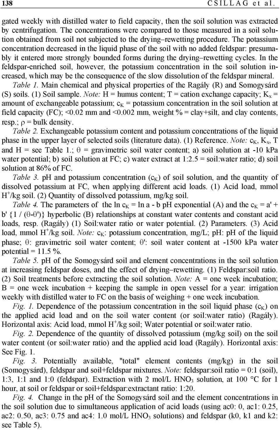 The potassium concentration decreased in the liquid phase of the soil with no added feldspar: presumably it entered more strongly bounded forms during the drying rewetting cycles.