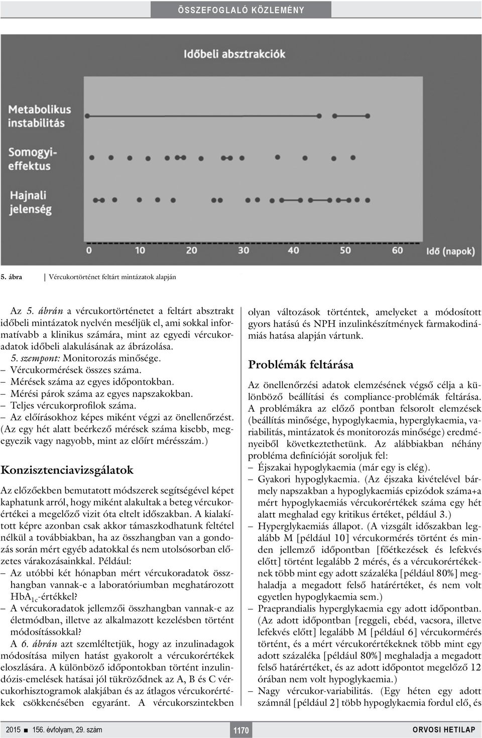 szempont: Monitorozás minősége. Vércukormérések összes száma. Mérések száma az egyes időpontokban. Mérési párok száma az egyes napszakokban. Teljes vércukorprofilok száma.